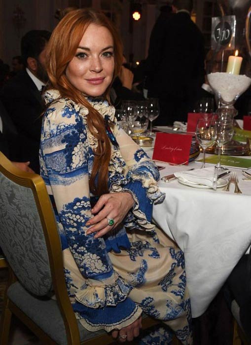 Lindsay Lohan at an event with Calligraphy from Edward Curran