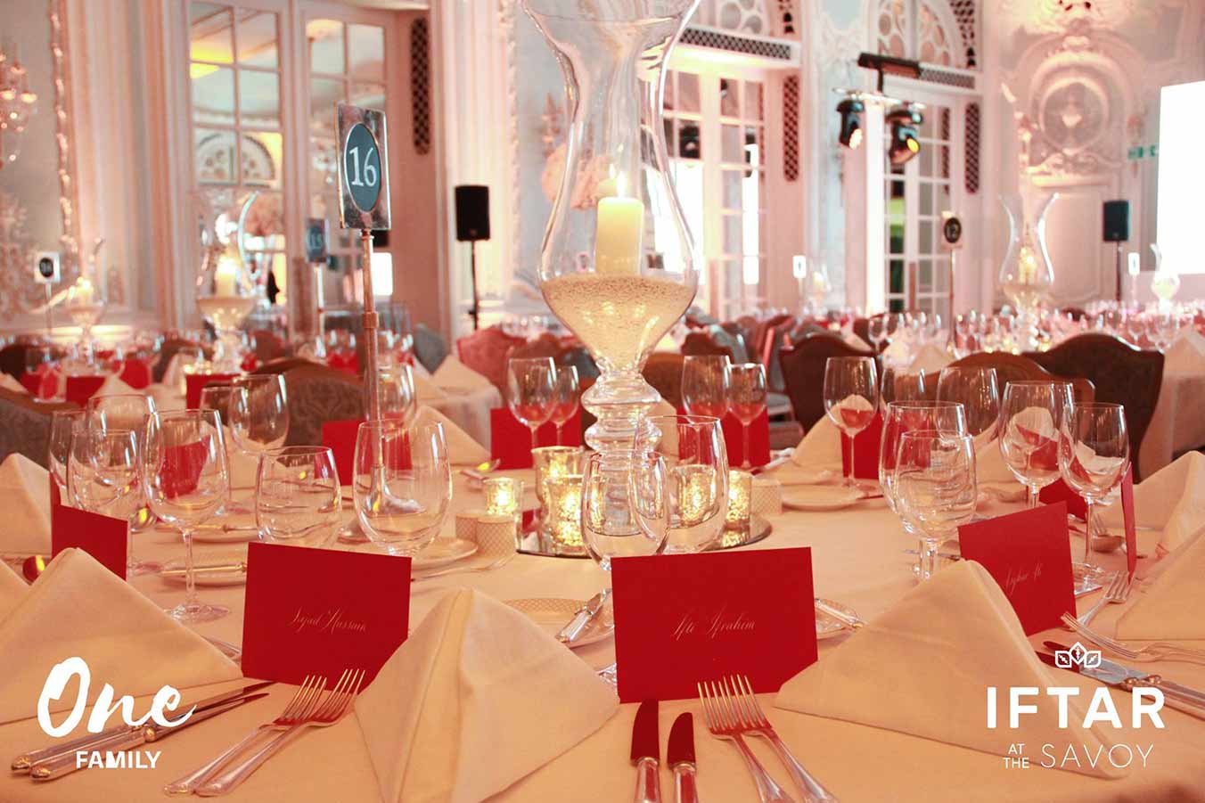 Corporate event with red envelopes with calligraphy from Edward Curran